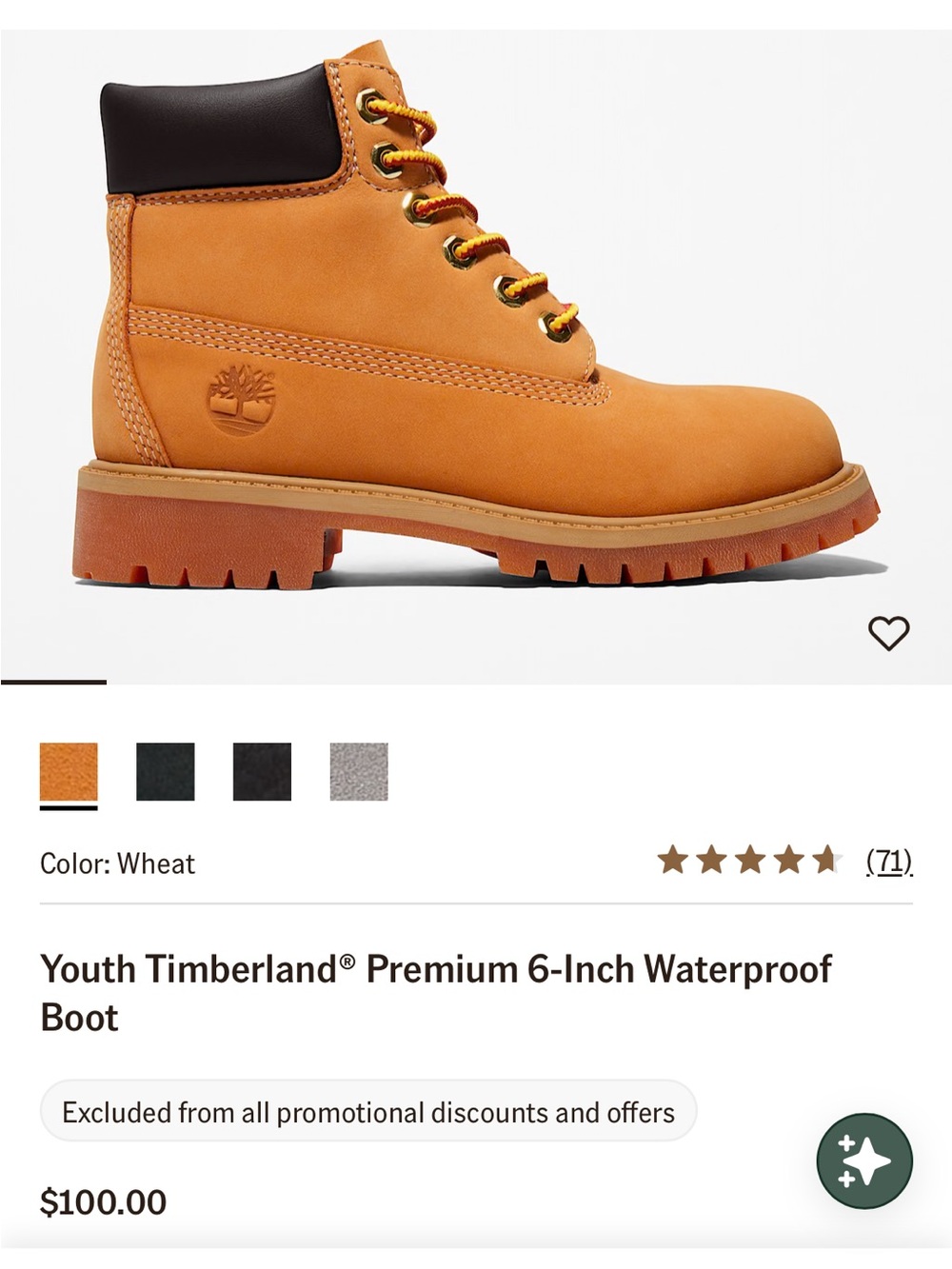 Timberland Youth 6-Inch Boot in Wheat and Dark Brown Collar